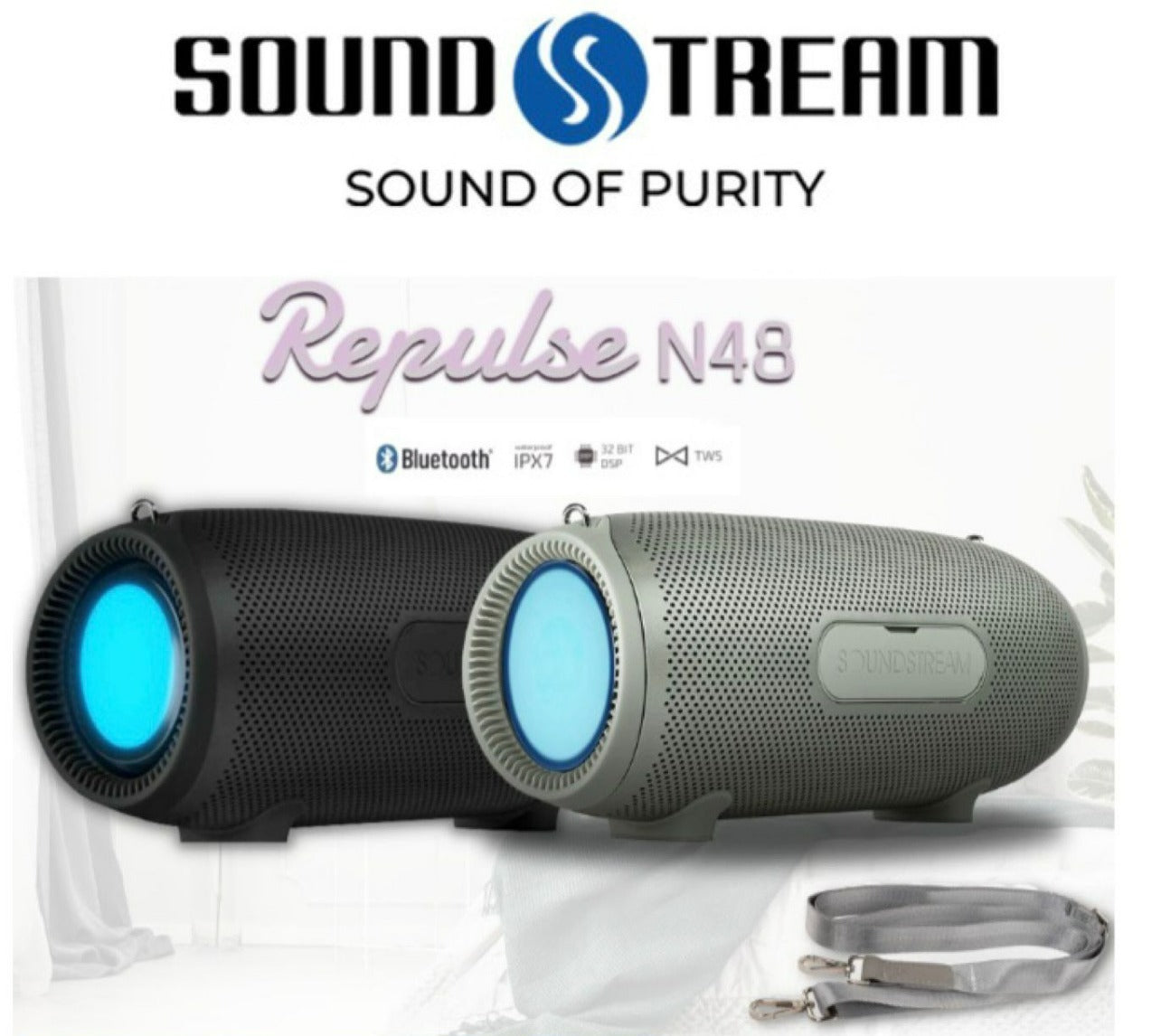 Soundstream(USA) REPULSE N48 (IPX7/waterproof/portable/Bluetooth Speaker/TypeC 30W charging) - 1 Year Warranty