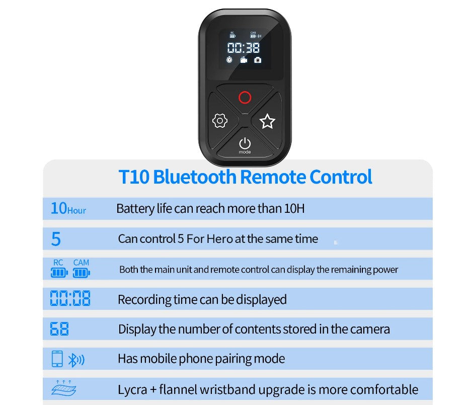 Telesin T10 Remote Controller for Gopro Hero 8/9/10/11/12/13/Max FREE 3-Way Arm Tripod