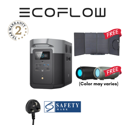 EcoFlow DELTA Max(2000) Portable Power Station FREE 160W Solar Panel And SoundStream Speaker - 2 Years Local Manufacturer Warranty
