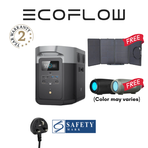 EcoFlow DELTA Max(2000) Portable Power Station FREE 160W Solar Panel And SoundStream Speaker - 2 Years Local Manufacturer Warranty