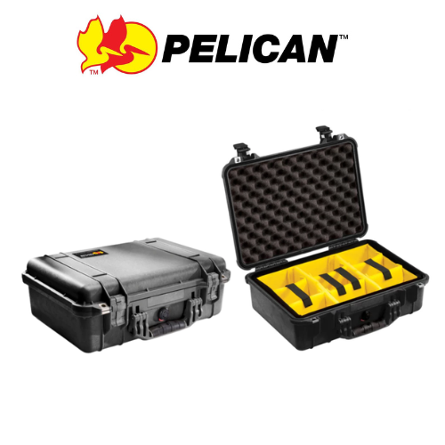 Pelican 1504 Waterproof 1500 Case with Yellow and Black Divider