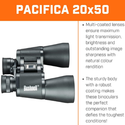 Bushnell Pacifica 20x50 Porro Prism Binoculars (212050) - Limited Lifetime Warranty