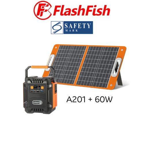 Flashfish/Gofort A201 Portable Power Station with 60W/18V Foldable Solar Panel