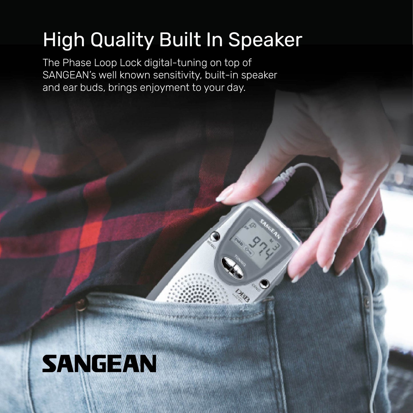 Sangean DT-210 (AM / FM-Stereo Pocket Radio) - 1 Year Manufacturer Warranty