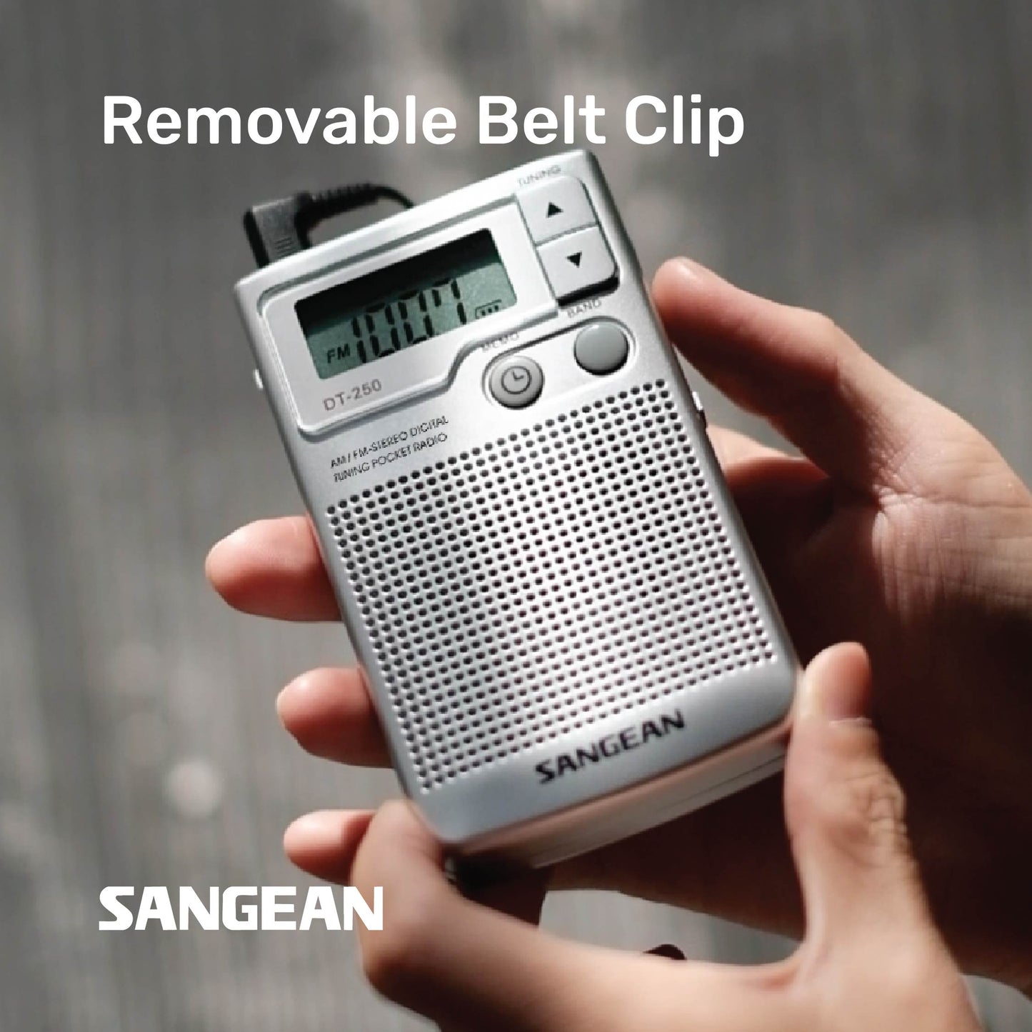 Sangean DT-250 AM / FM-Stereo Pocket Radio (Silver) - 1 Year Manufacturer Warranty
