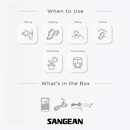 Sangean DT-250 AM / FM-Stereo Pocket Radio (Silver) - 1 Year Manufacturer Warranty