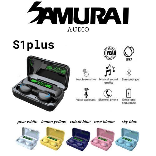 Samurai TWS S1plus Touch Control Wireless Headphone Bluetooth 5.0 Earphones Sport Music Earbuds - 1 Year Warranty