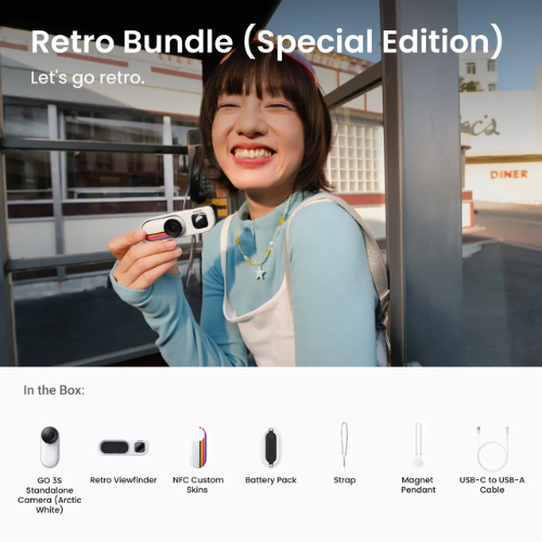 Insta360 GO 3S Retro Style Viewfinder Bundle Special Edition (Canvas White/ Classic Red)