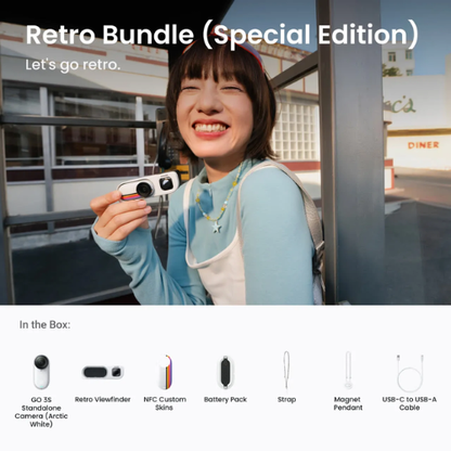 Insta360 GO 3S Retro Style Viewfinder Bundle Special Edition (Canvas White/ Classic Red)