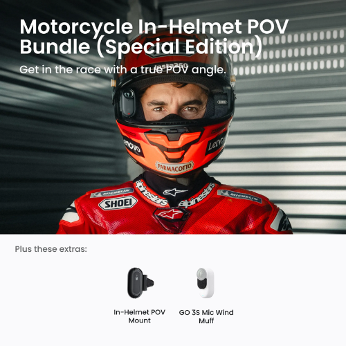 Insta360 GO3S Motorcycle In-Helmet POV Bundle (Special Edition) Midnight Black 128GB