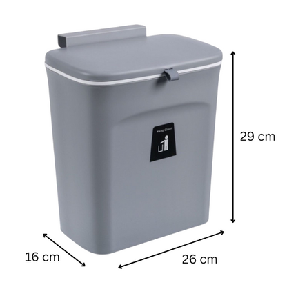 Hanging Trash Rubbish Bin 9L (White / Grey)