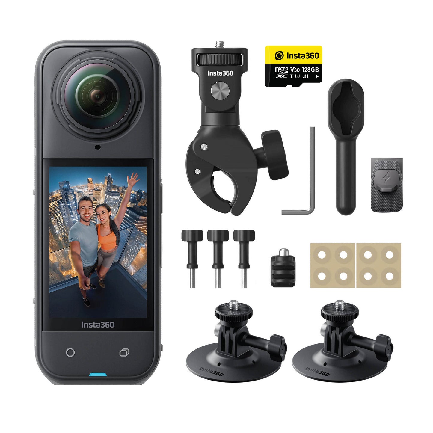 Insta360 X5 Motorcycle Multiview Bundle (Lens Cap, Action Invisible Selfie Stick, Heavy Duty Clamp)