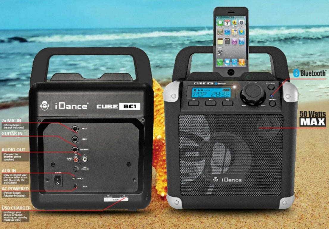 iDance BC1 WH Mobile Cube BC1 Speaker System - 50 W Rms - Portable - Battery