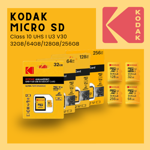 KODAK MicroSDHC C10 UHS-I U3 V30 A1 Memory Cards - 32gb/64gb/128gb