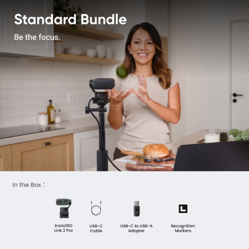 Insta360 Link 2 Pro - 4K Image Quality, AI Tracking &amp; Auto Framing Webcam
