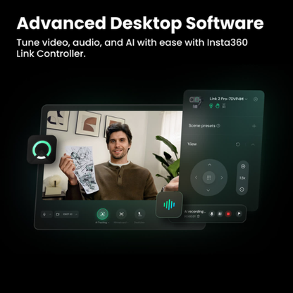 Insta360 Link 2 Pro - 4K Image Quality, AI Tracking &amp; Auto Framing Webcam