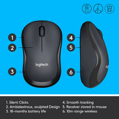 Logitech M221 Silent Wireless Mouse - 3 Years Warranty