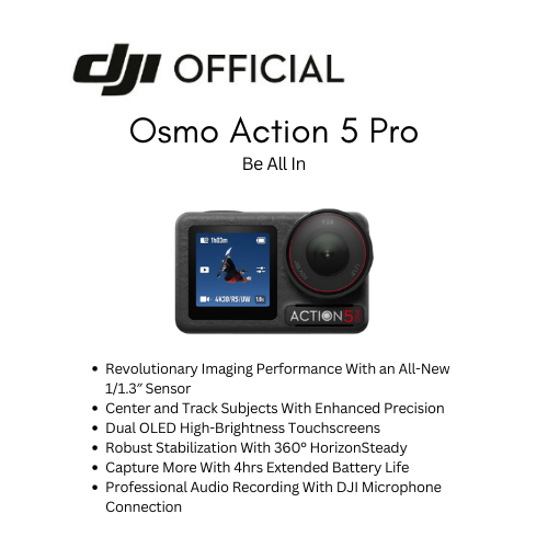 DJI Osmo Action 5 Pro  - New Gen 1/1.3" sensor |Subject Tracking|32x Slow Motion|Waterproof up to 20m