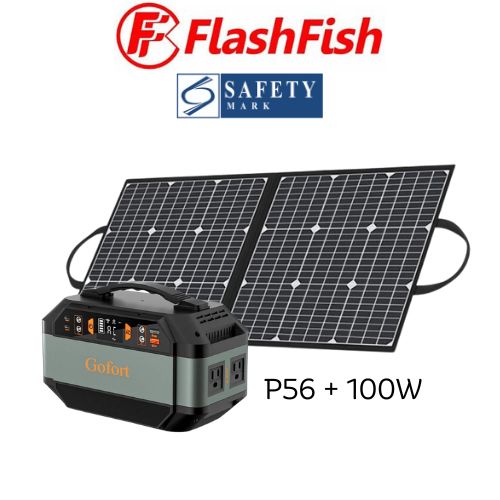 Flashfish/Gofort P56 Portable Power Station With 100W/18V Solar Panel FREE Backpack(Light03)