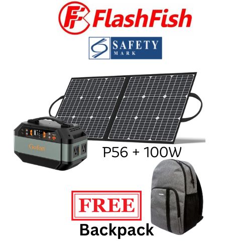 Flashfish/Gofort P56 Portable Power Station With 100W/18V Solar Panel FREE Backpack(Light03)