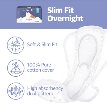 SECRETDAY - PURE COTTON SLIM FIT OVERNIGHT 36CM 10S