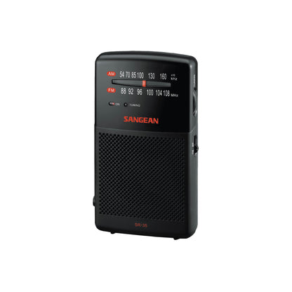 Sangean SR-35 AM / FM Pocket Radio (Black) - 1 Year Manufacturer Warranty