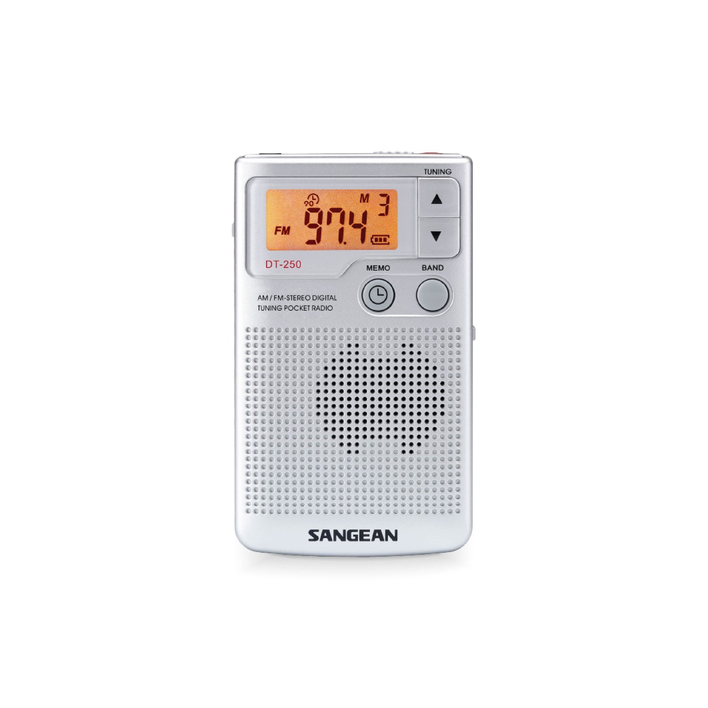 Sangean DT-250 AM / FM-Stereo Pocket Radio (Silver) - 1 Year Manufacturer Warranty