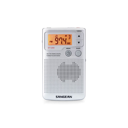 Sangean DT-250 AM / FM-Stereo Pocket Radio (Silver) - 1 Year Manufacturer Warranty