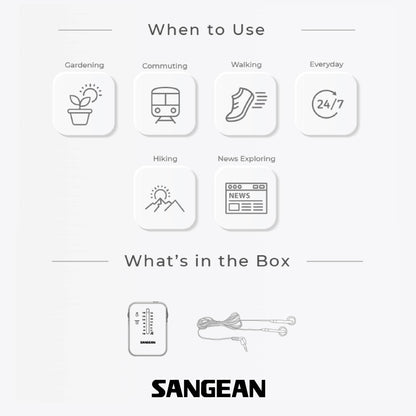 Sangean SR-32 CE AM / FM Pocket Radio (White-Grey) - 1 Year Manufacturer Warranty