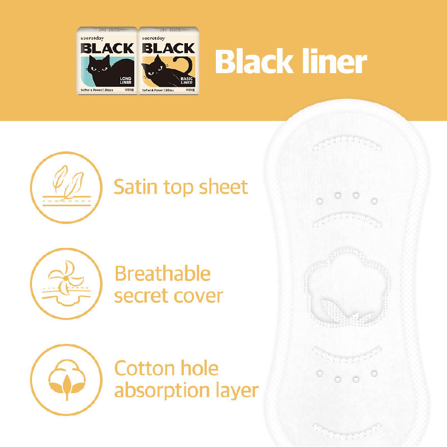 SECRETDAY - BLACK LONG LINER 18CM 20S