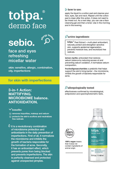 Tolpa Sebio. Face & Eyes Refreshing Micellar Water 400ml