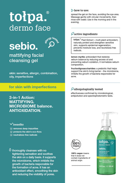 Tolpa Sebio. Mattifying Facial Cleansing Gel 195ml