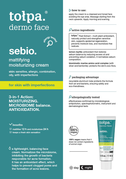 Tolpa Sebio. Mattifying Moisturizing Cream 40ml