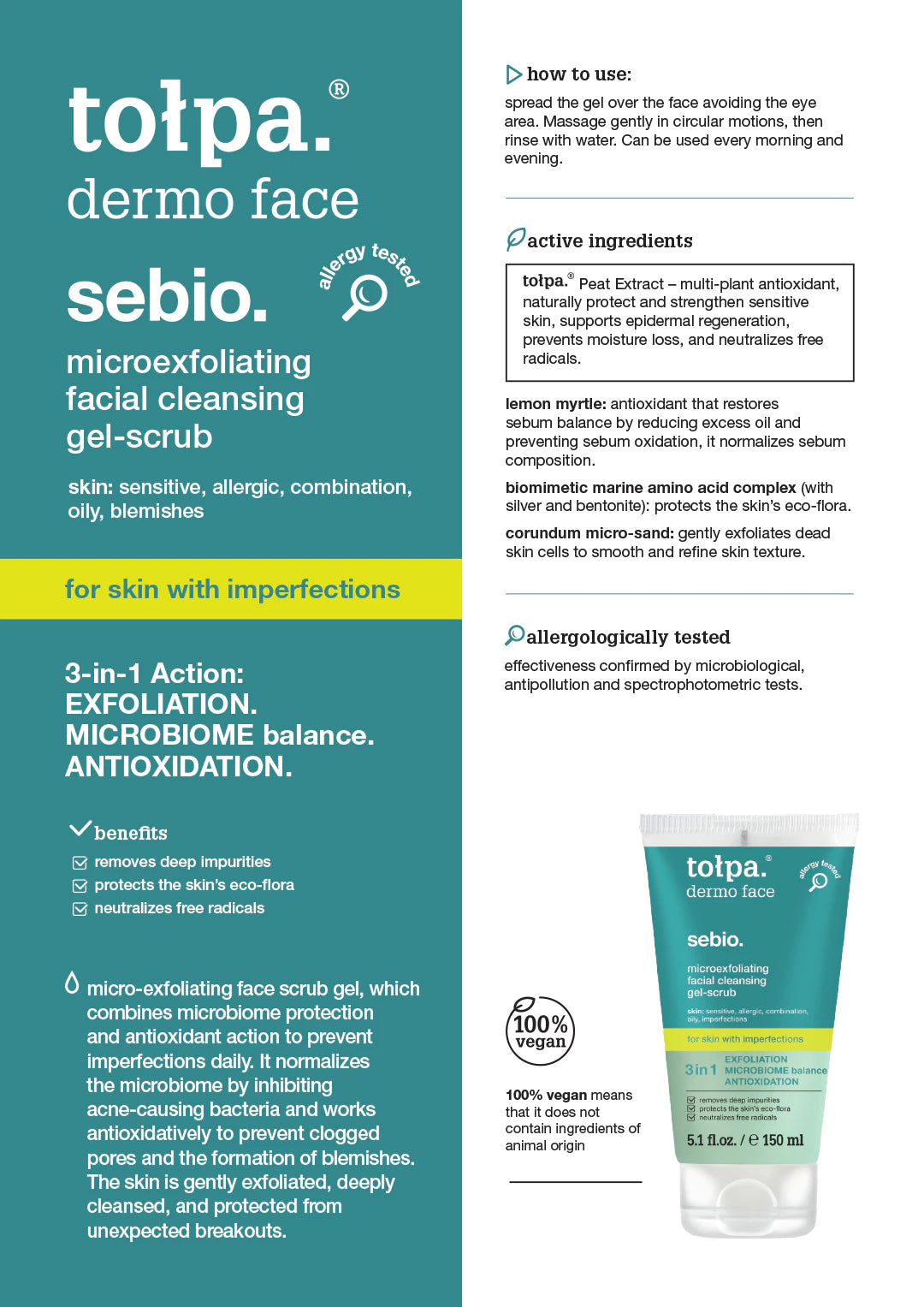Tolpa Sebio. Microexfoliating Facial Cleansing Gel-Scrub 150ml