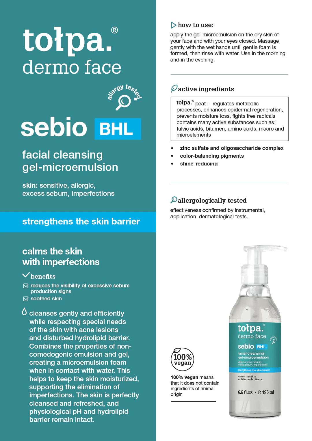 Tolpa Sebio BHL. Facial Cleansing Gel-Microemulsion 195ml