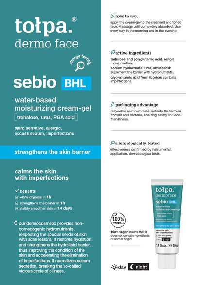 Tolpa Sebio BHL. Water-Based Moisturizing Cream-Gel 40ml