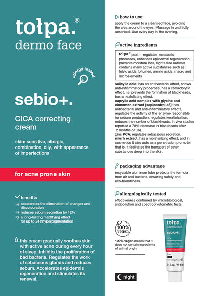 Tolpa Sebio+. Cica Correcting Cream 40ml