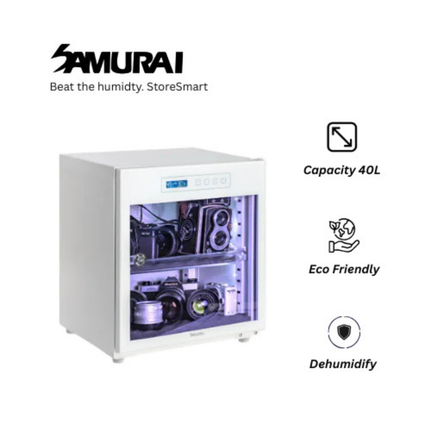 Samurai Digital Dry Cabinet with UVA Sterilization UVA-028(25L)/UVA-040(40L)/UVA-068(60L) - 5 Years Local Manufacturer Warranty