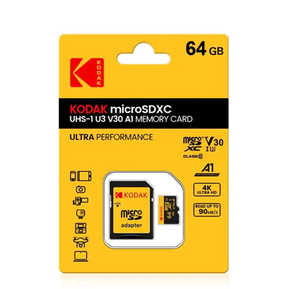 KODAK MicroSDHC C10 UHS-I U3 V30 A1 Memory Cards - 32gb/64gb/128gb