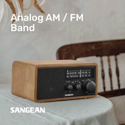 Sangean WR-11BT AM / FM / AUX / Bluetooth Wooden Cabinet Radio (Light Wood-Black) - 1 Year Manufacturer Warranty