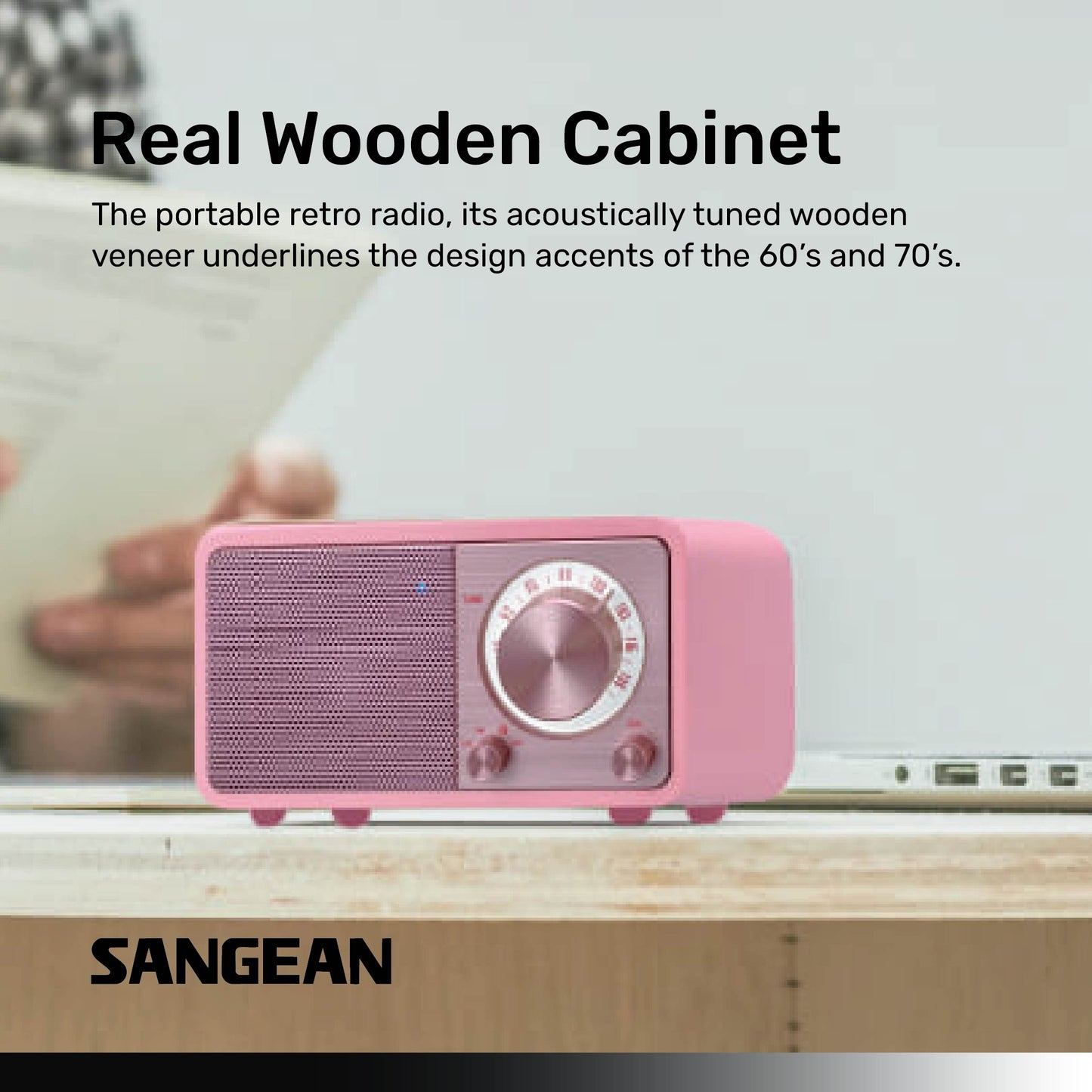 Sangean WR-7 FM / Bluetooth / AUX Wooden Cabinet Radio (Dark Cherry/Walnut) - 1 Year Manufacturer Warranty