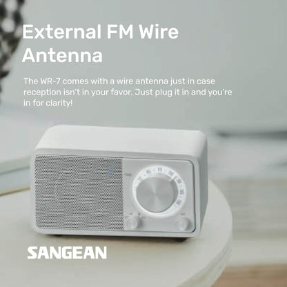 Sangean WR-7 FM / Bluetooth / AUX Wooden Cabinet Radio (Dark Cherry/Walnut) - 1 Year Manufacturer Warranty