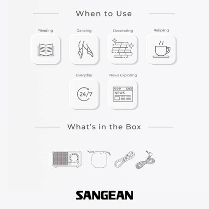 Sangean WR-7 FM / Bluetooth / AUX Wooden Cabinet Radio (Dark Cherry/Walnut) - 1 Year Manufacturer Warranty