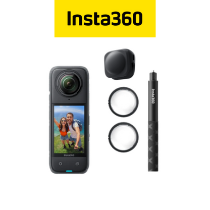 Insta360 X4 Get-Set Bundle (X4 Camera, Standard Lens Guards, 114cm Invisible Selfie Stick, Lens Cap)