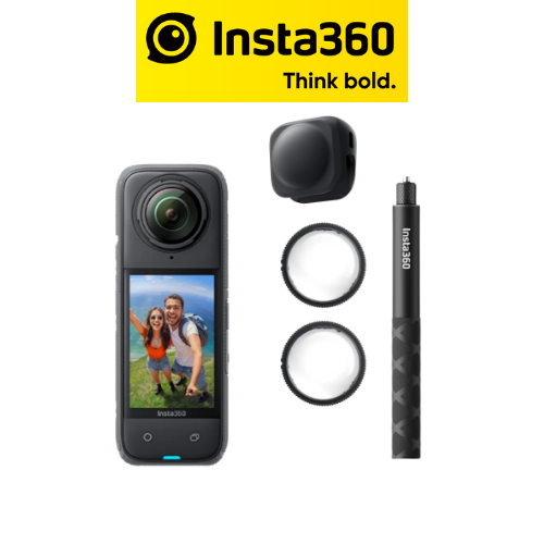 Insta360 X4 Get-Set Bundle (X4 Camera, Standard Lens Guards, 114cm Invisible Selfie Stick, Lens Cap)