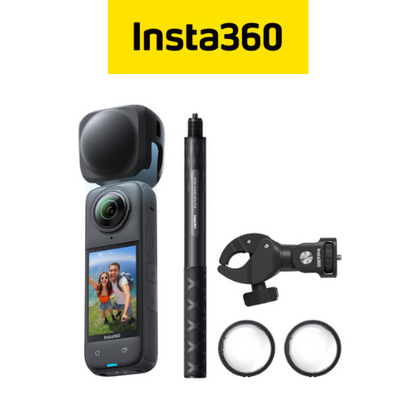 Insta360 X4 Motorcycle Bundle Lite (Action Invisible Selfie Stick, Heavy Duty Clamp, Lens Cap)