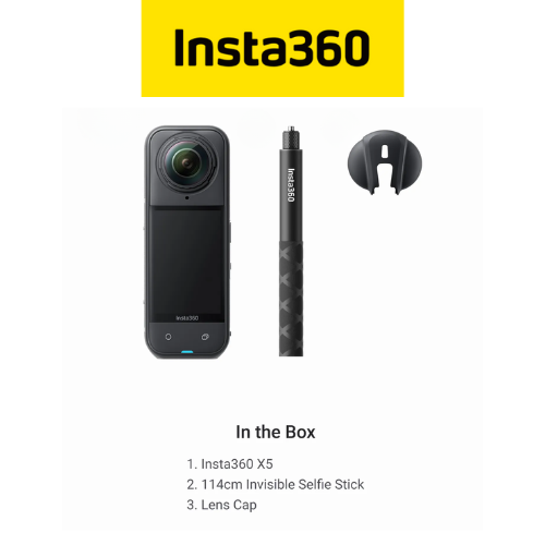 Insta360 X5 Get Set Bundle (Lens cap, 114cm Invisible Selfie Stick)