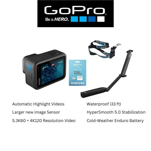 GoPro Hero 11 Black With 3-Way Arm Tripod, Gopro Lanyard, Samsung 128gb - 1 Year Local Warranty