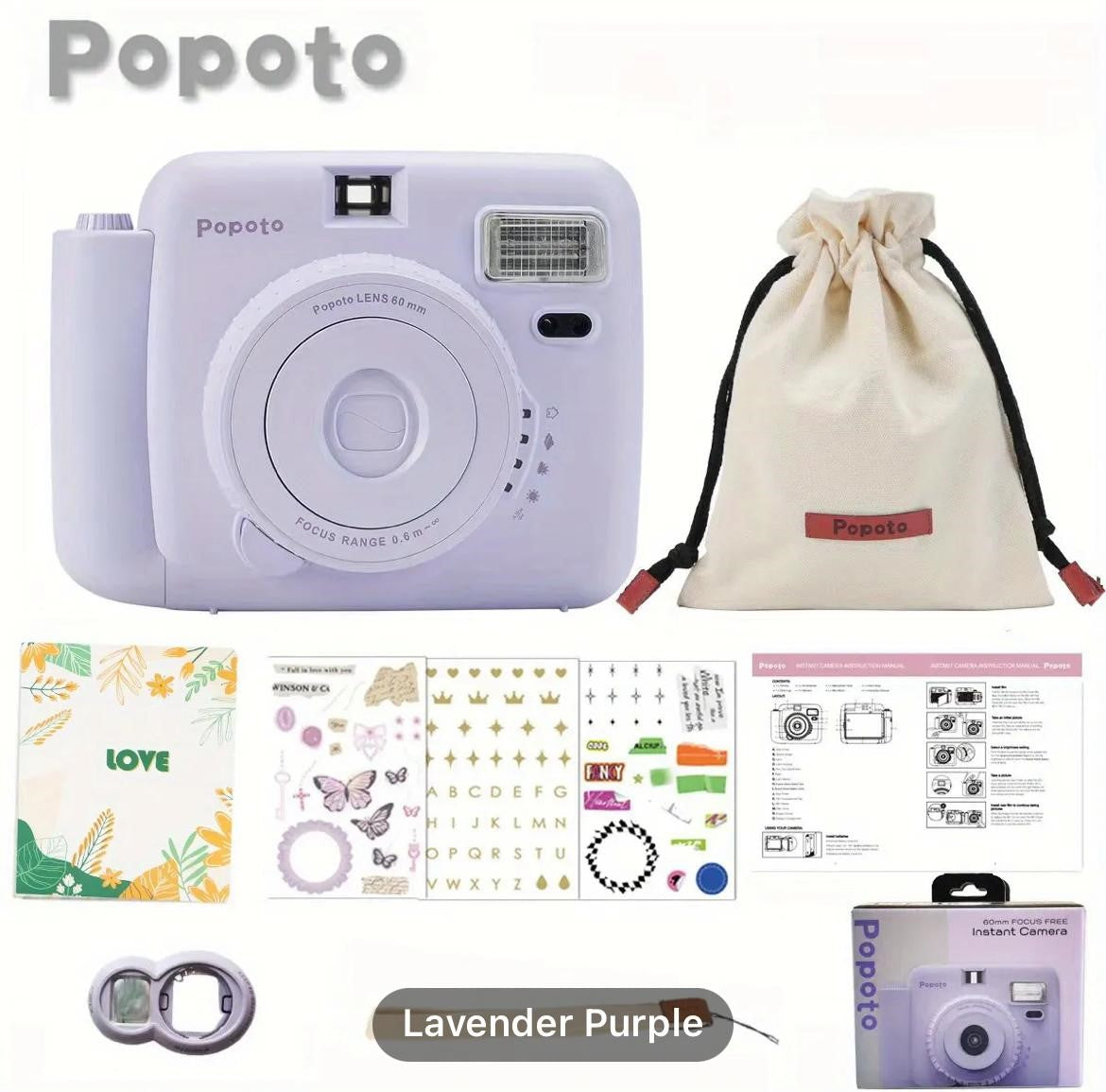 Popoto Instant Film Camera With Fujifilm Instax Mini Films 1 Packs(10sheets)