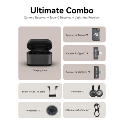 Hollyland LARK M2S Ultimate Combo (Camera RX+Lightning RX) Wireless Lavalier Microphone - 1 Year Manufacturer Warranty